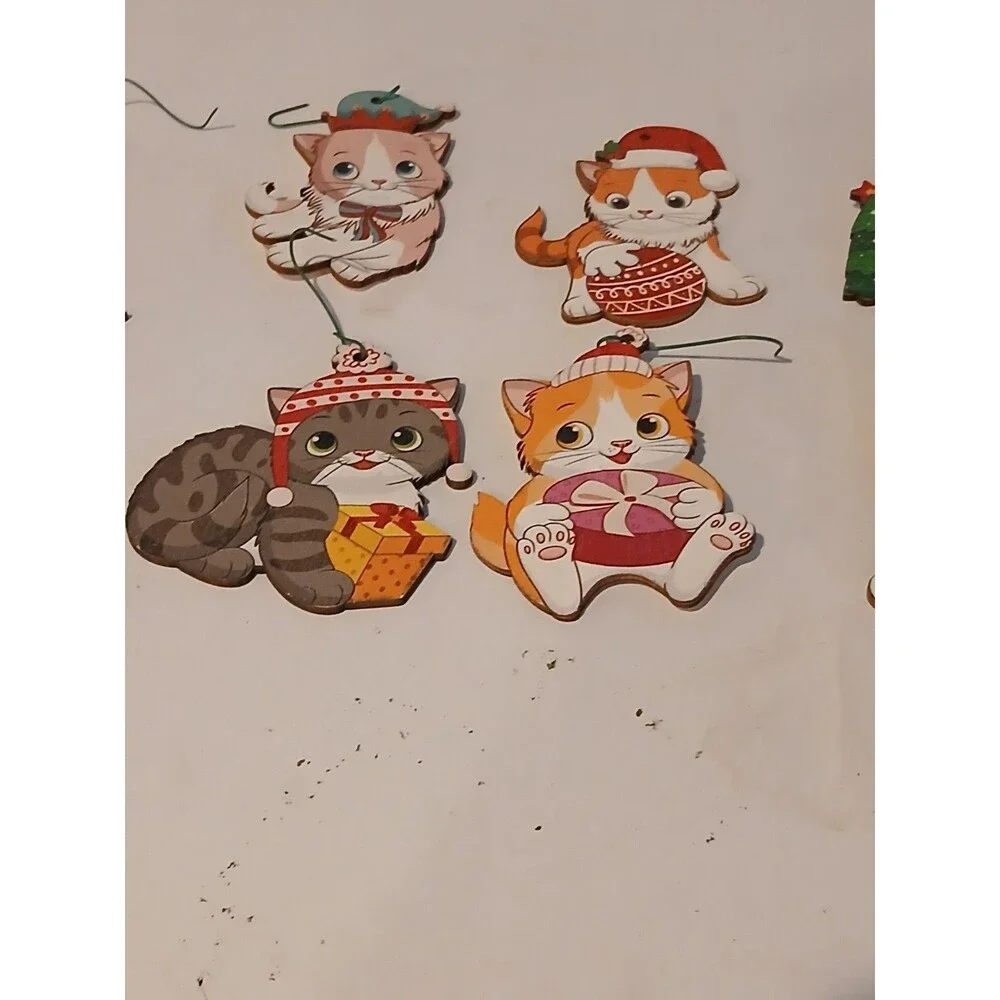 32 Christmas Cat  Kitten Ornaments Chunful Ornaments  Wooden Hanging Tree